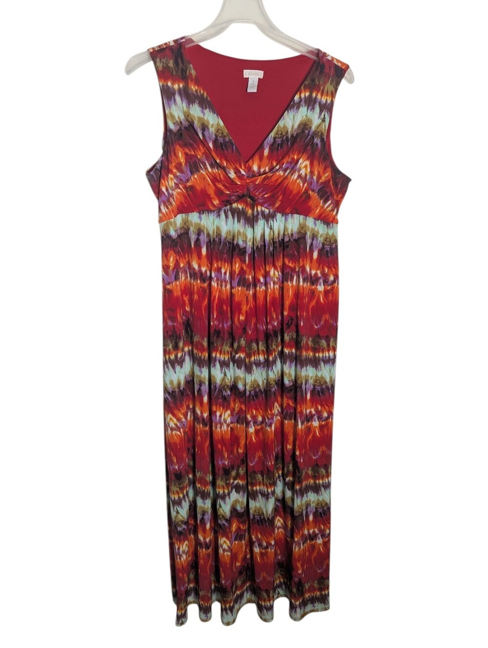 Chicos Womens Maxi Dress Tie Dye Multi-Color Colorful Tropical Travel Beachy 16
